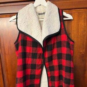 Buffalo Plaid 'Fleece' Lined Vest - S